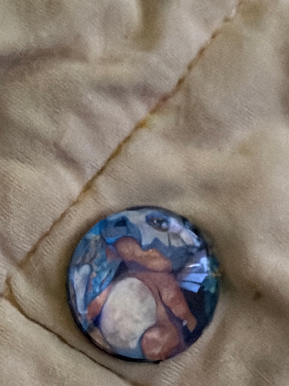 Pokemon Round Art Button in Blue and Brown